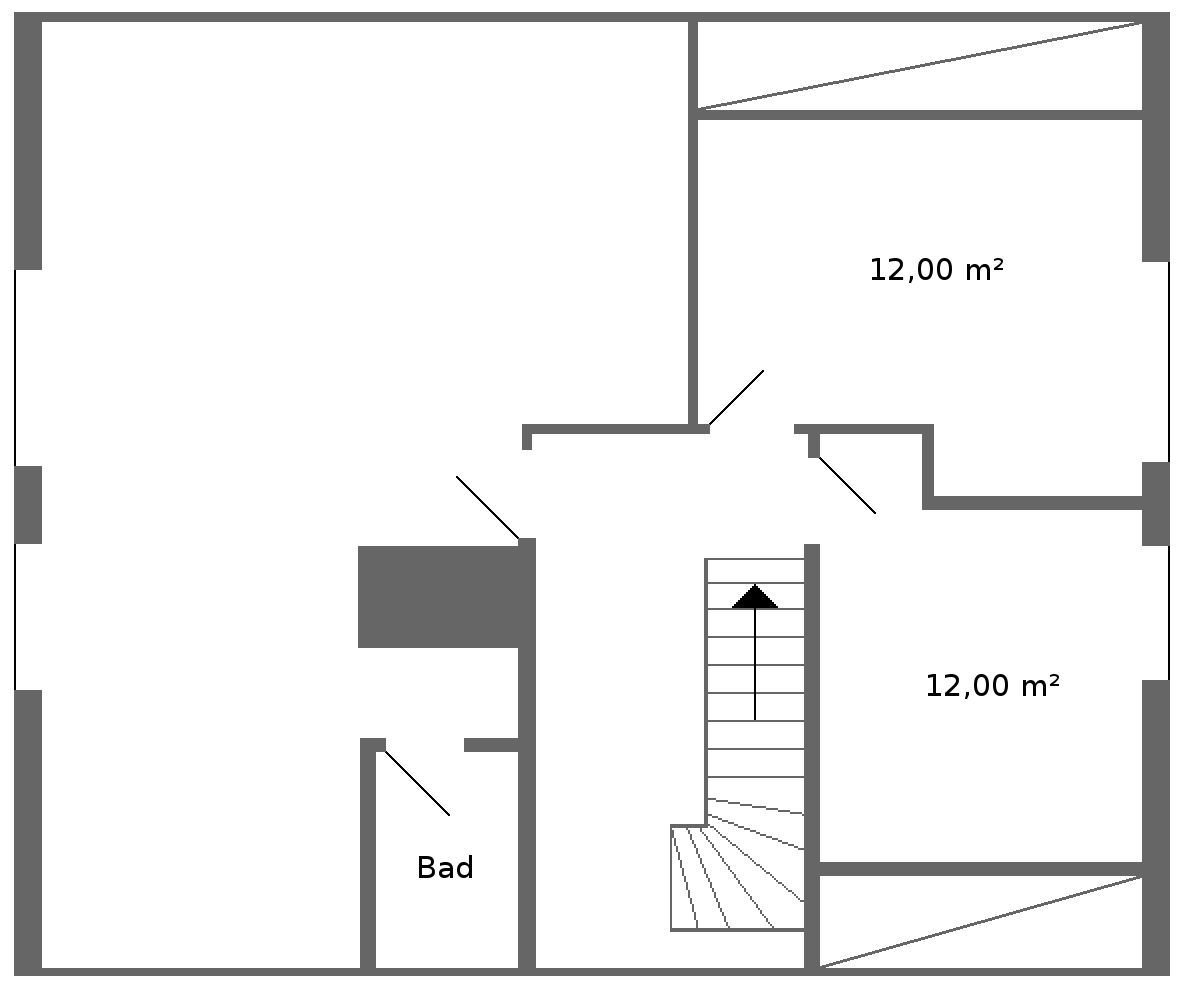 Das Dachgeschoss - der große Raum links bietet sich als Elternschlafzimmer an
